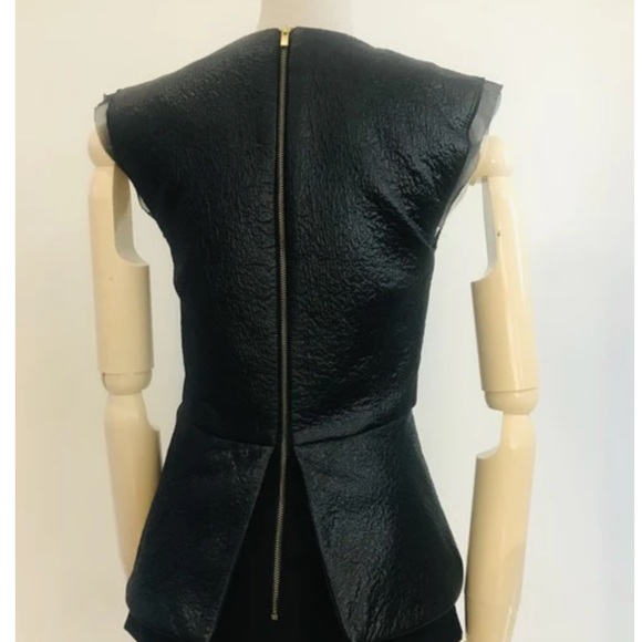 Diane von Furstenberg Delian Jacquard Peplum Black Top. Size: 8. - Picture 2 of 5